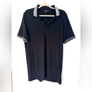 Micheal Kors High Performance Black Polo with Striped Collar Size M